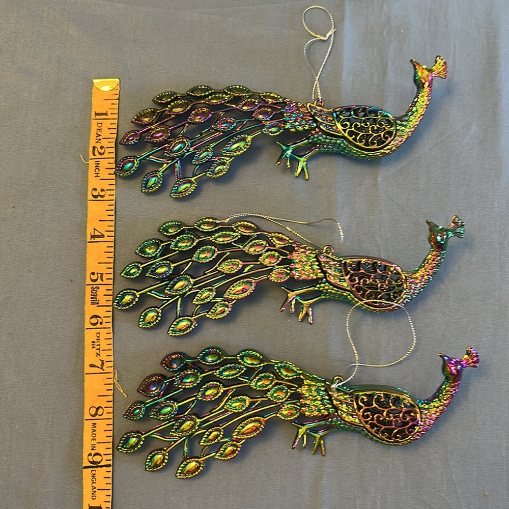 Gisela Graham Peacock Hanging Ornaments Decorations Lot of Three (3) - Picture 8 of 15